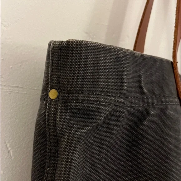 Madewell dark navy Tote with Brown leather Handles - Picture 4 of 16